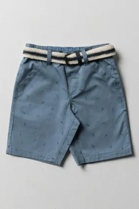 Belted Chino Shorts Blue