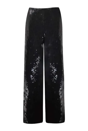 Black Sequin Wide Leg Trousers