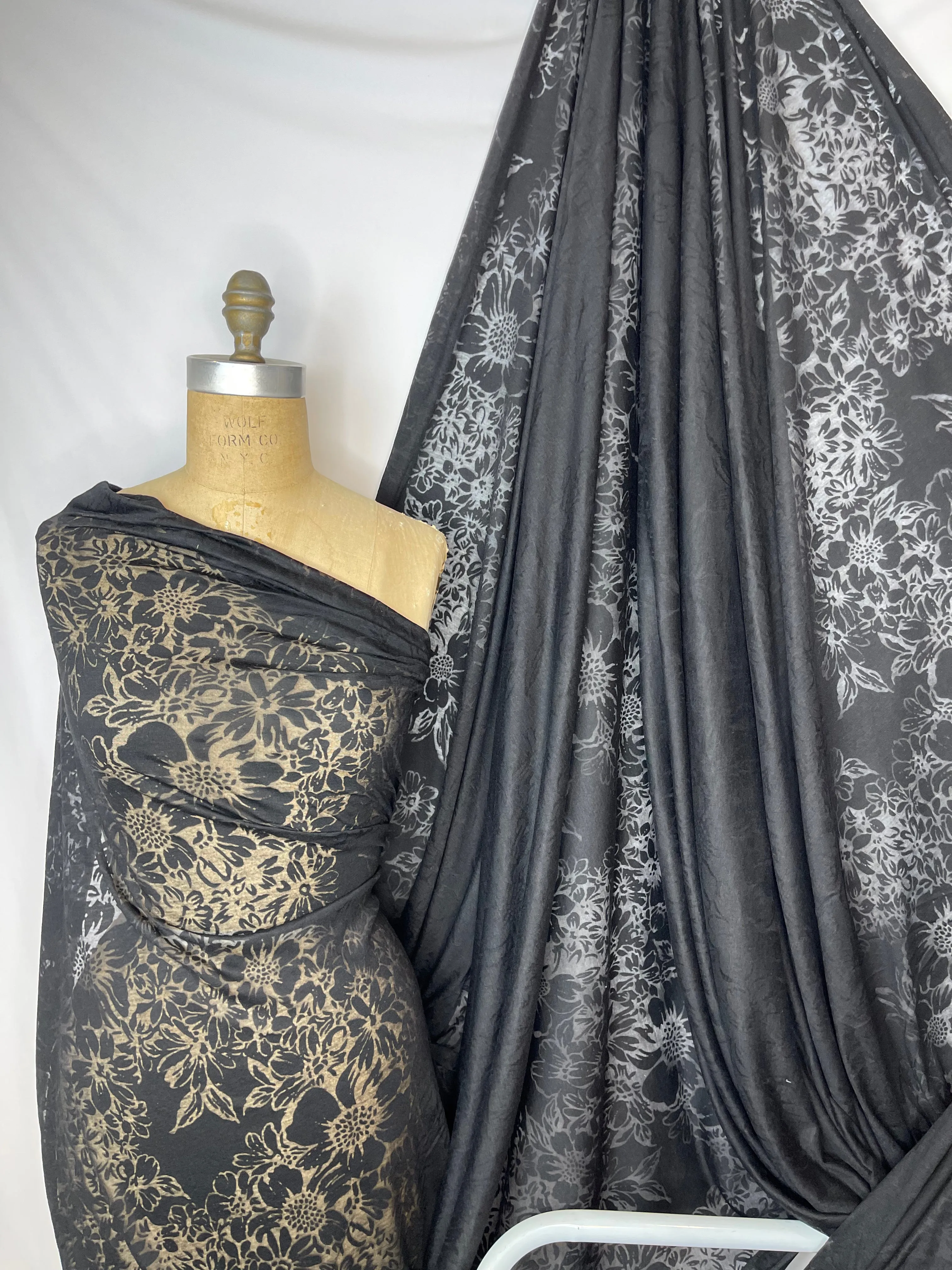 Black Sheer Floral Jacquard Knit