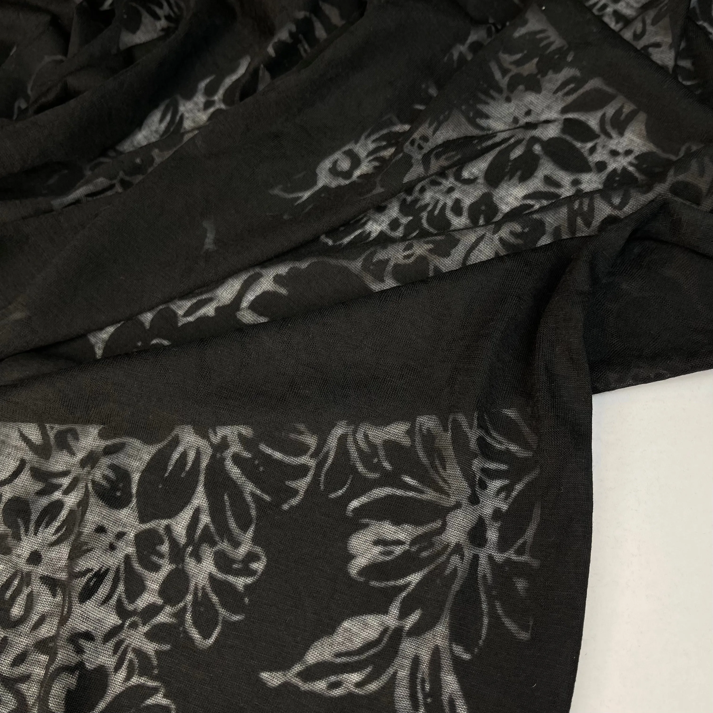 Black Sheer Floral Jacquard Knit