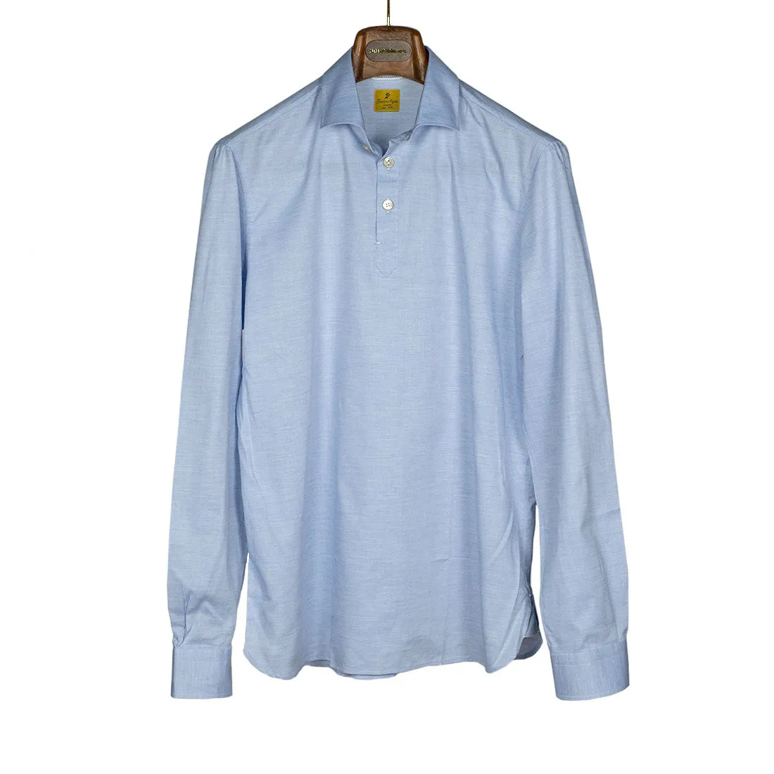 Blue melange oxford polo shirt, soft collar