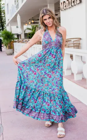 Boho Maxi Dress - Teal - Final Sale