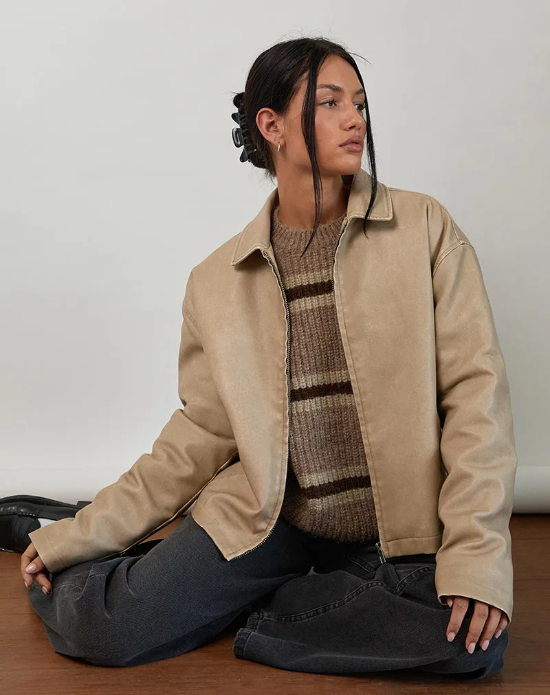 Catalin Jacket In Worn PU Sand