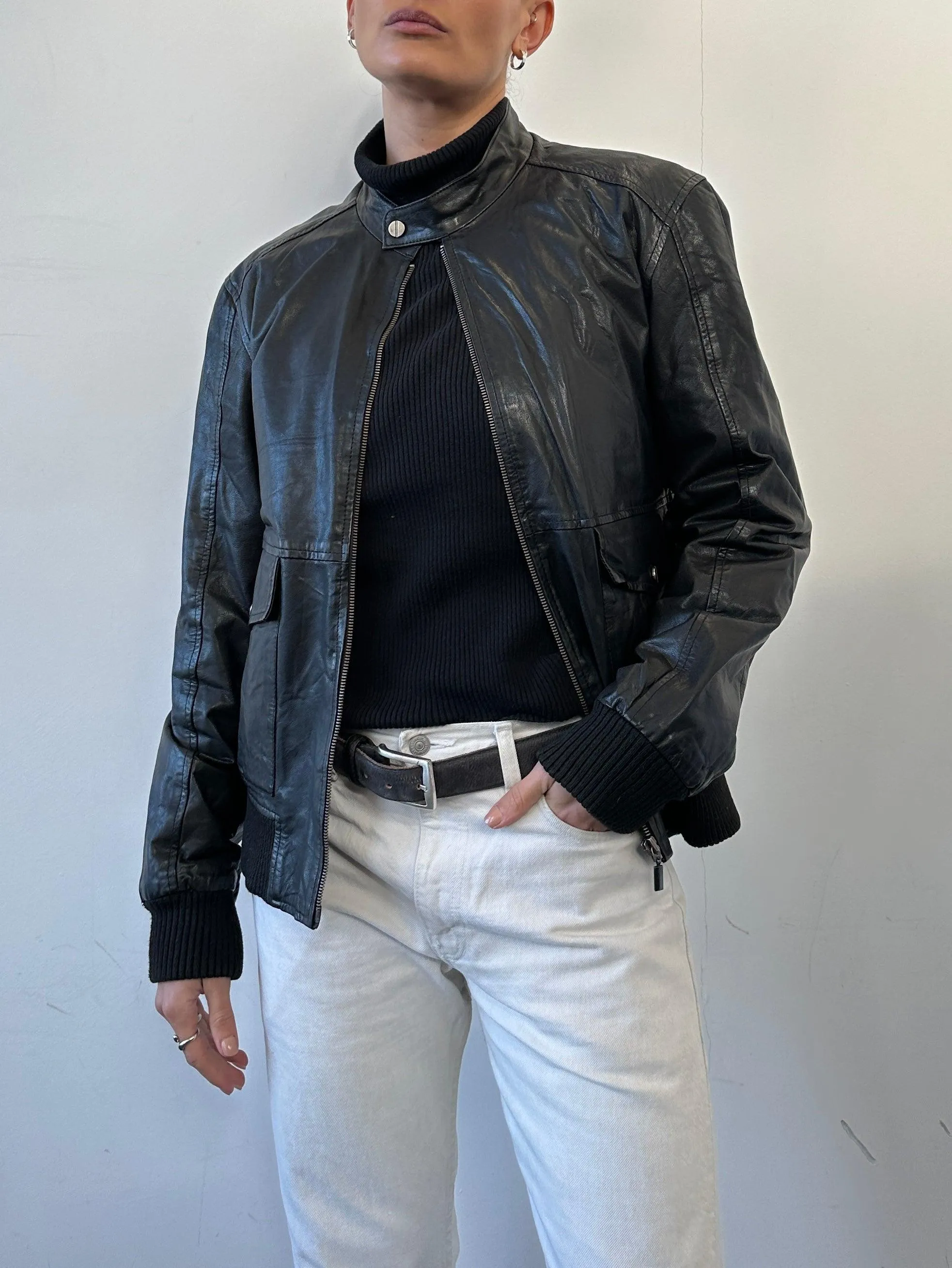 Conbipel Moto Leather Bomber Jacket - S/M