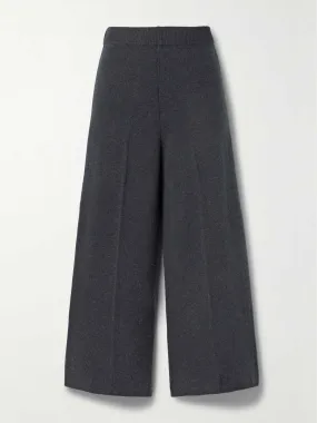 Cropped wide-leg wool trousers