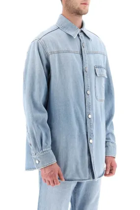 denim overshirt with stamped vlogo signature