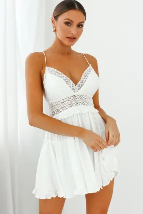 Desert Rose Crochet Tie-Up Back Sun Dress White