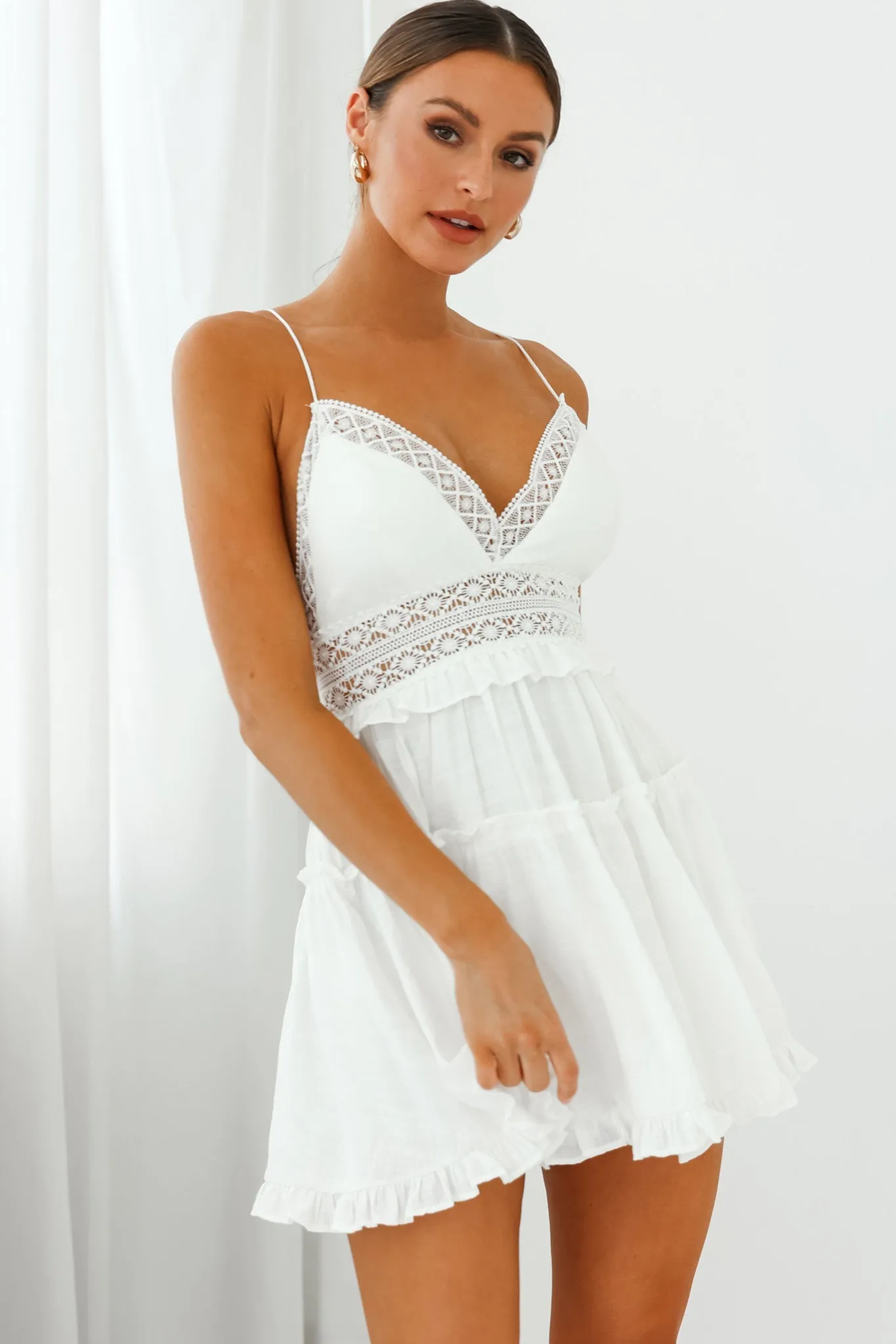 Desert Rose Crochet Tie-Up Back Sun Dress White