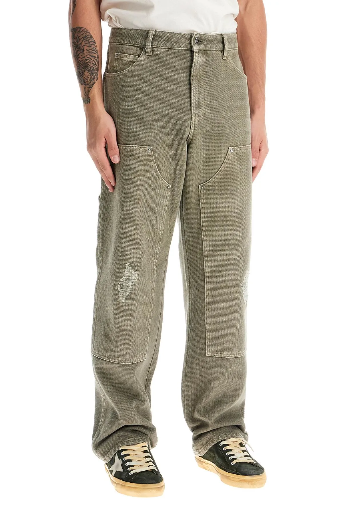 distressed effect pants