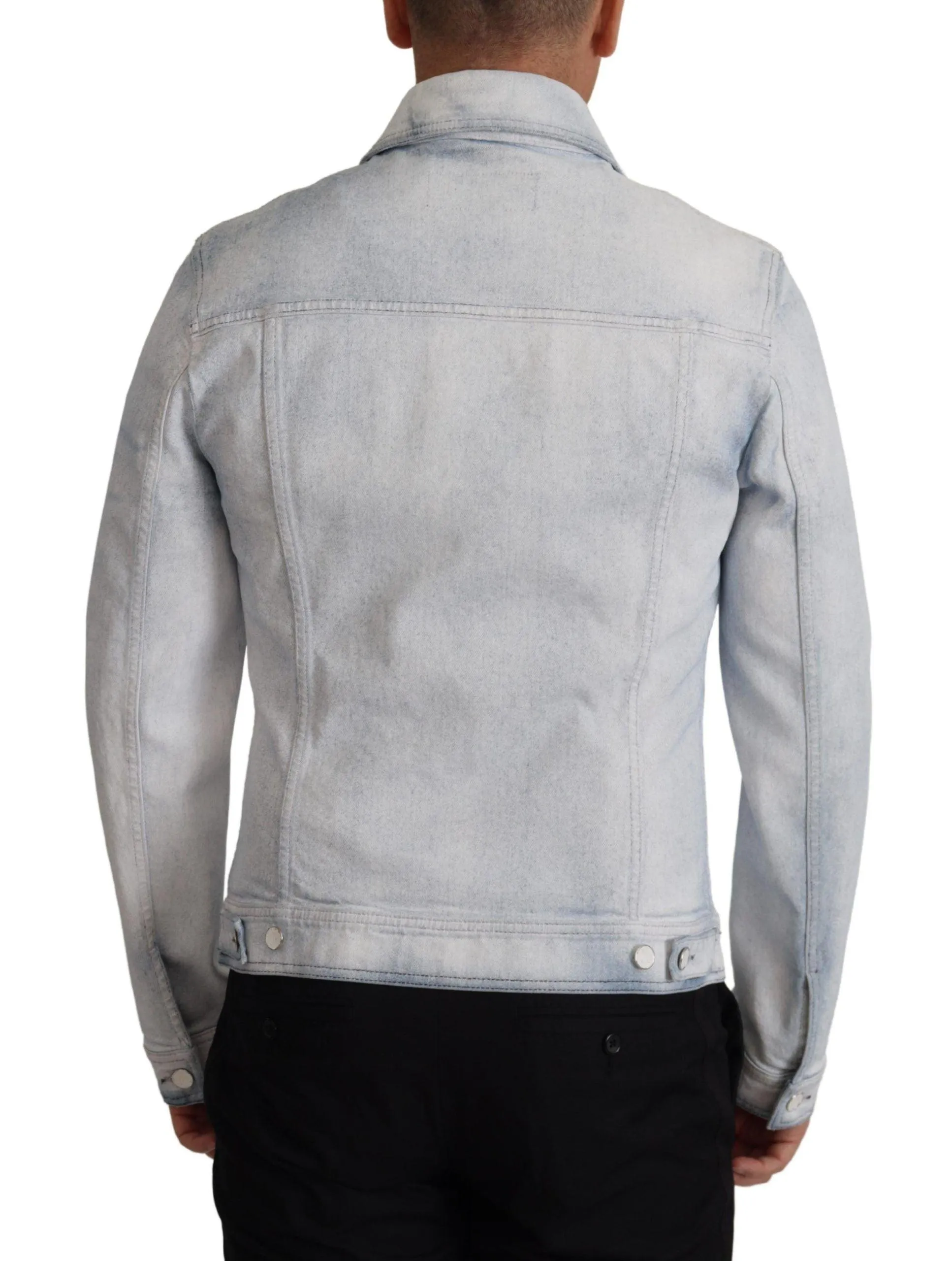 Dolce & Gabbana Light Blue Cotton Stretch Denim Men Jacket