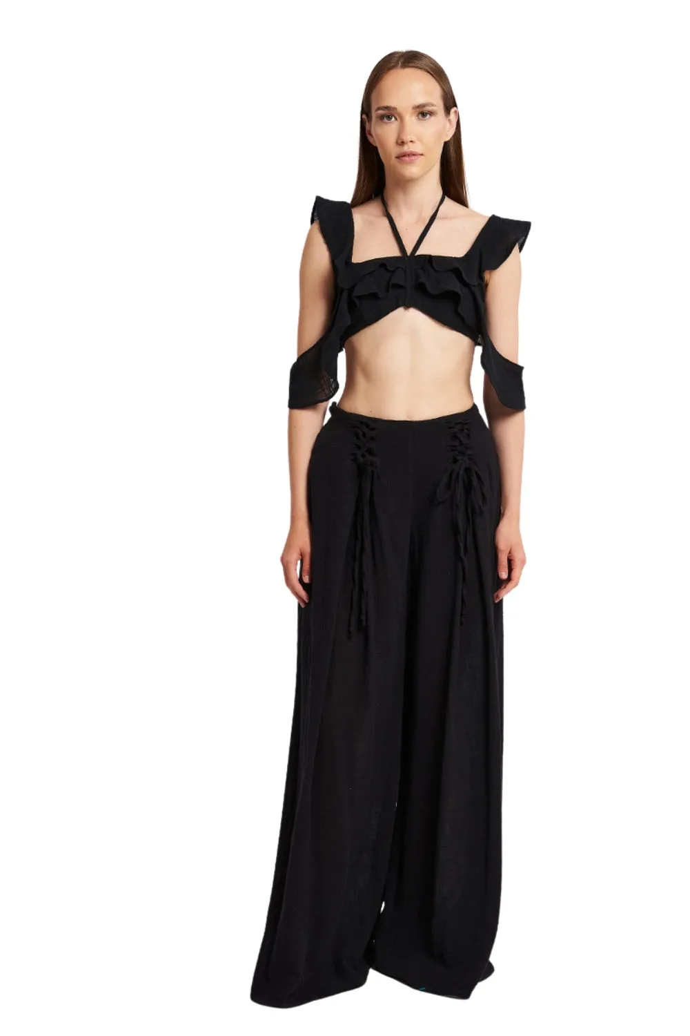 GAUZE WIDE-LEG TROUSERS