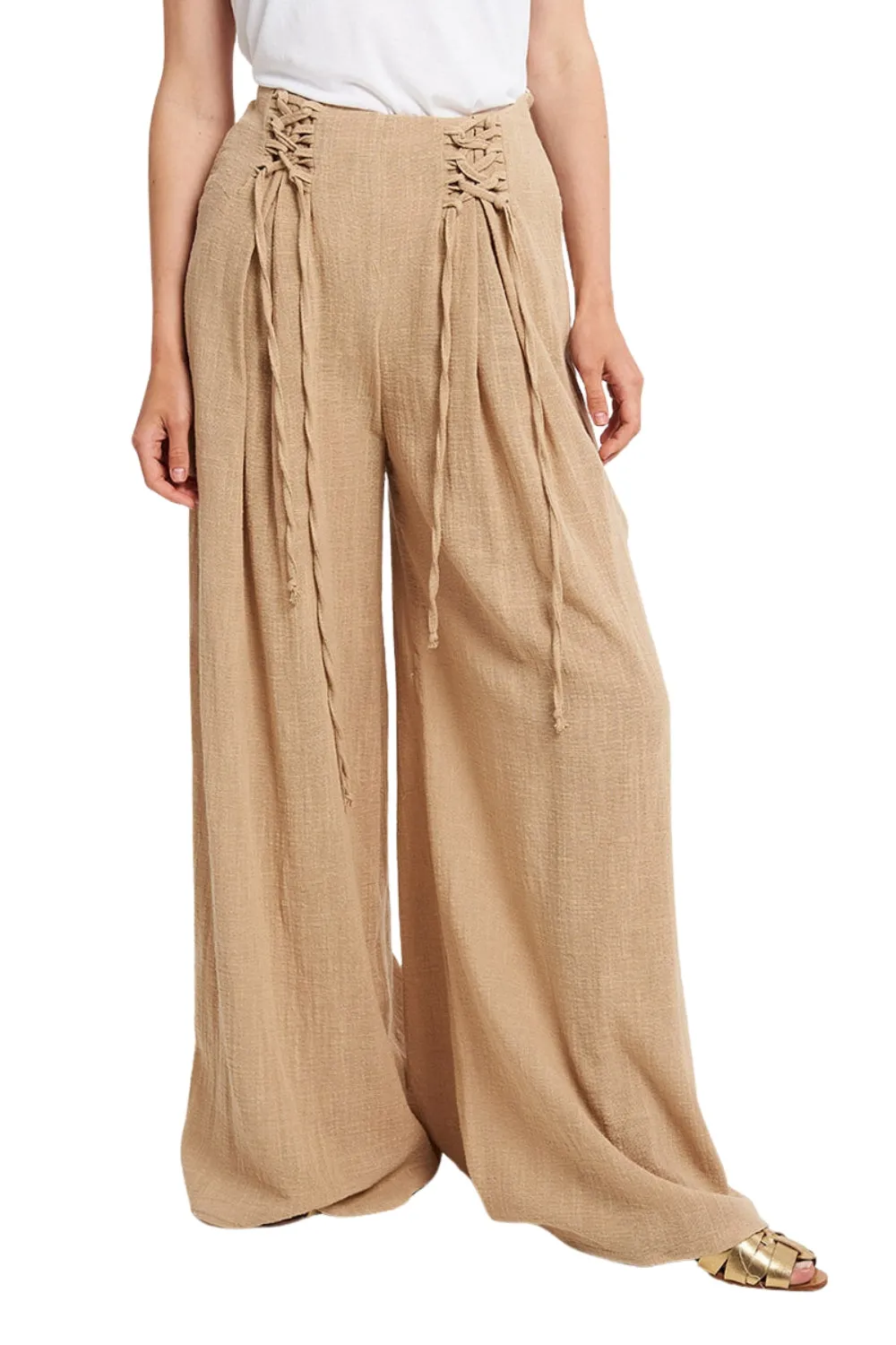 GAUZE WIDE-LEG TROUSERS