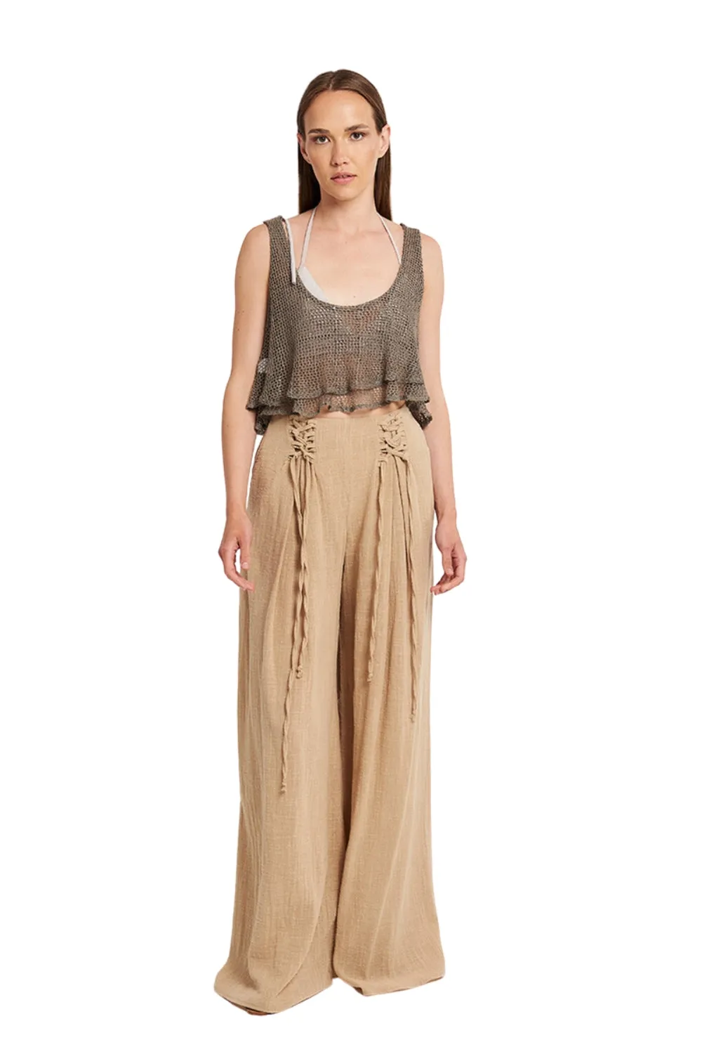 GAUZE WIDE-LEG TROUSERS