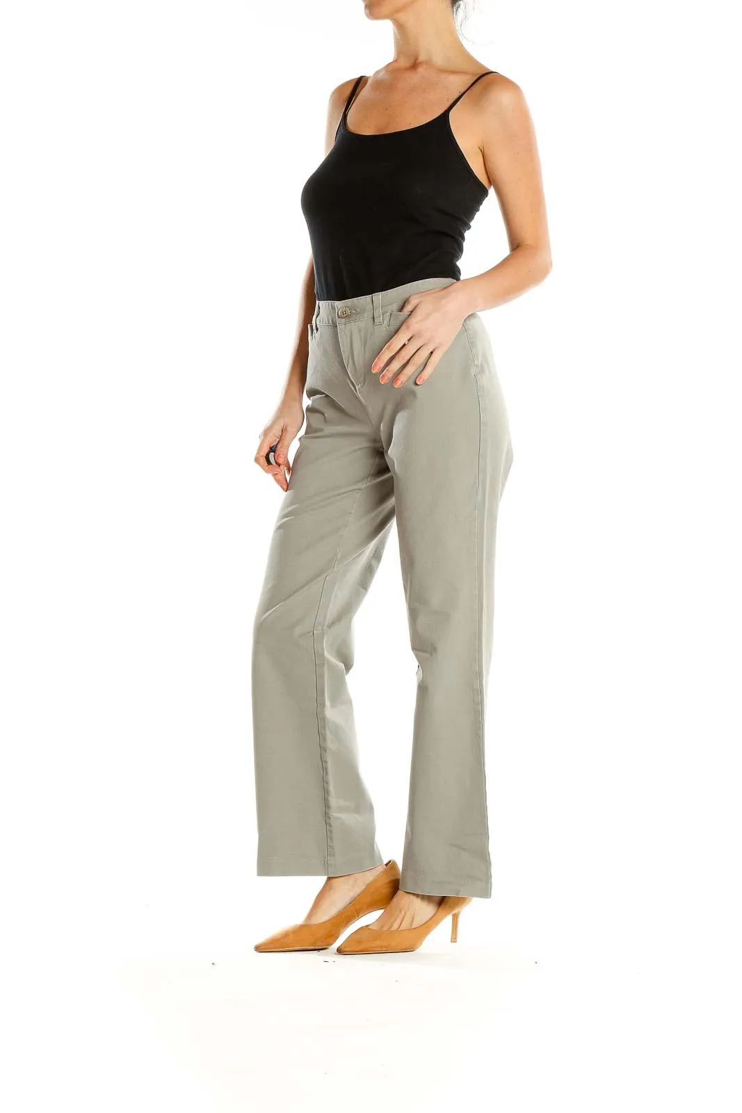 Gray Casual Wide Leg Trousers