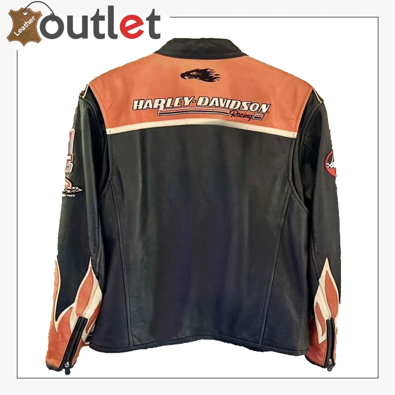 Harley Davidson Orange Screaming Eagle Leather Jacket