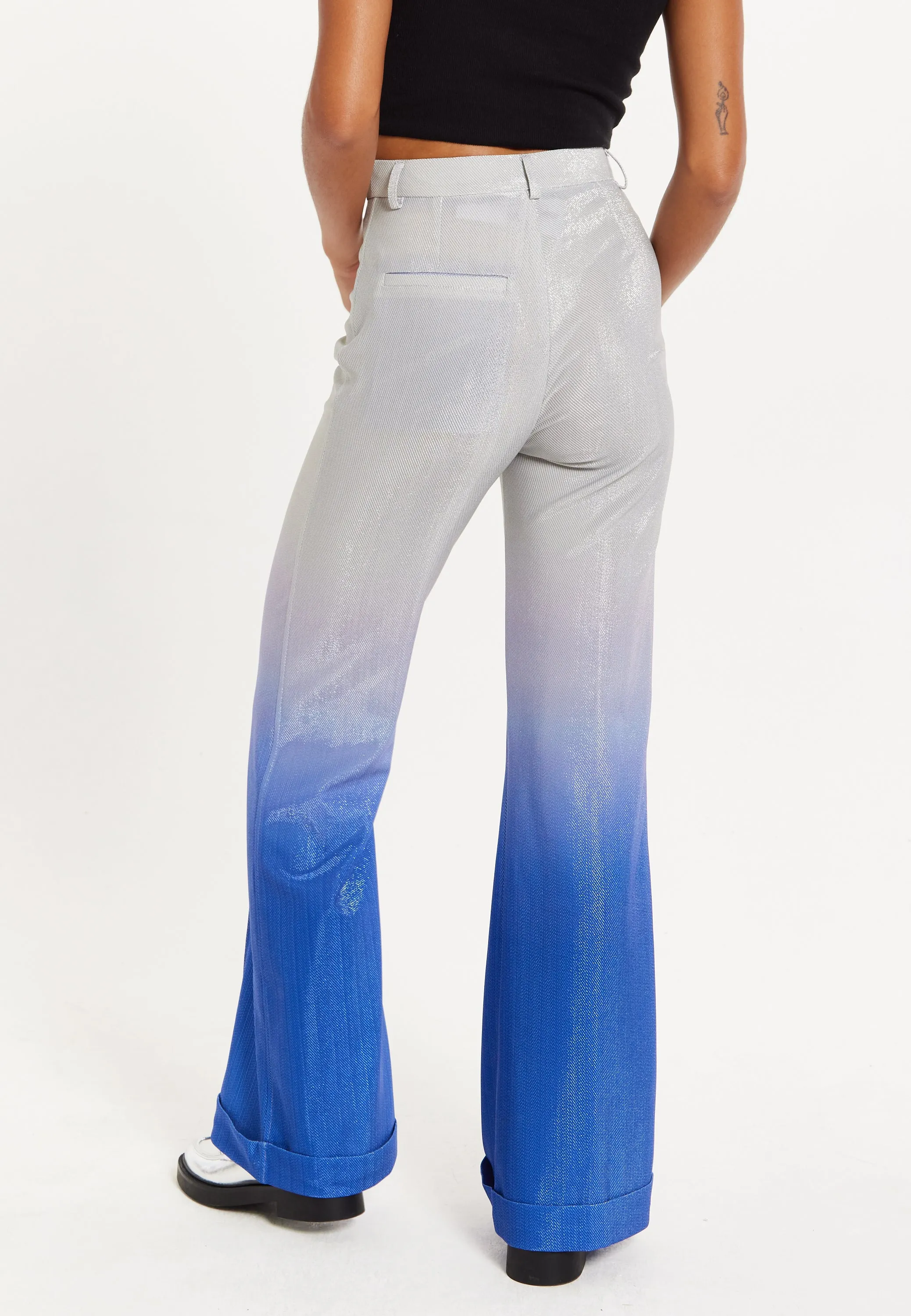 House of Holland Ombre Shimmer Trousers In Blue And Silver