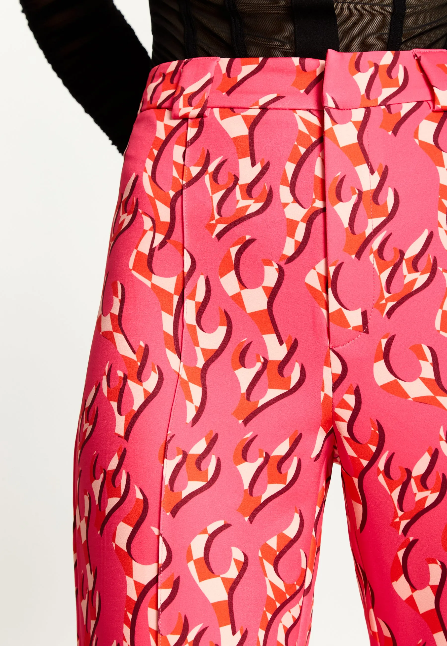 House Of Holland Pink Flame Clashing Colours Flared Trousers