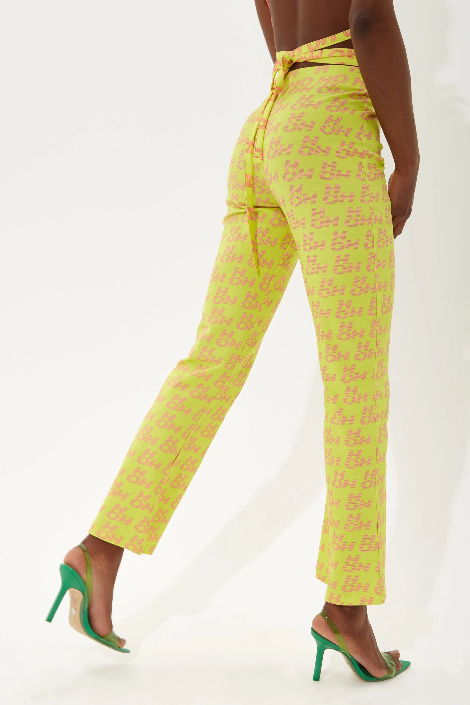 House Of Holland Printed Jersey Trousers In Yellow