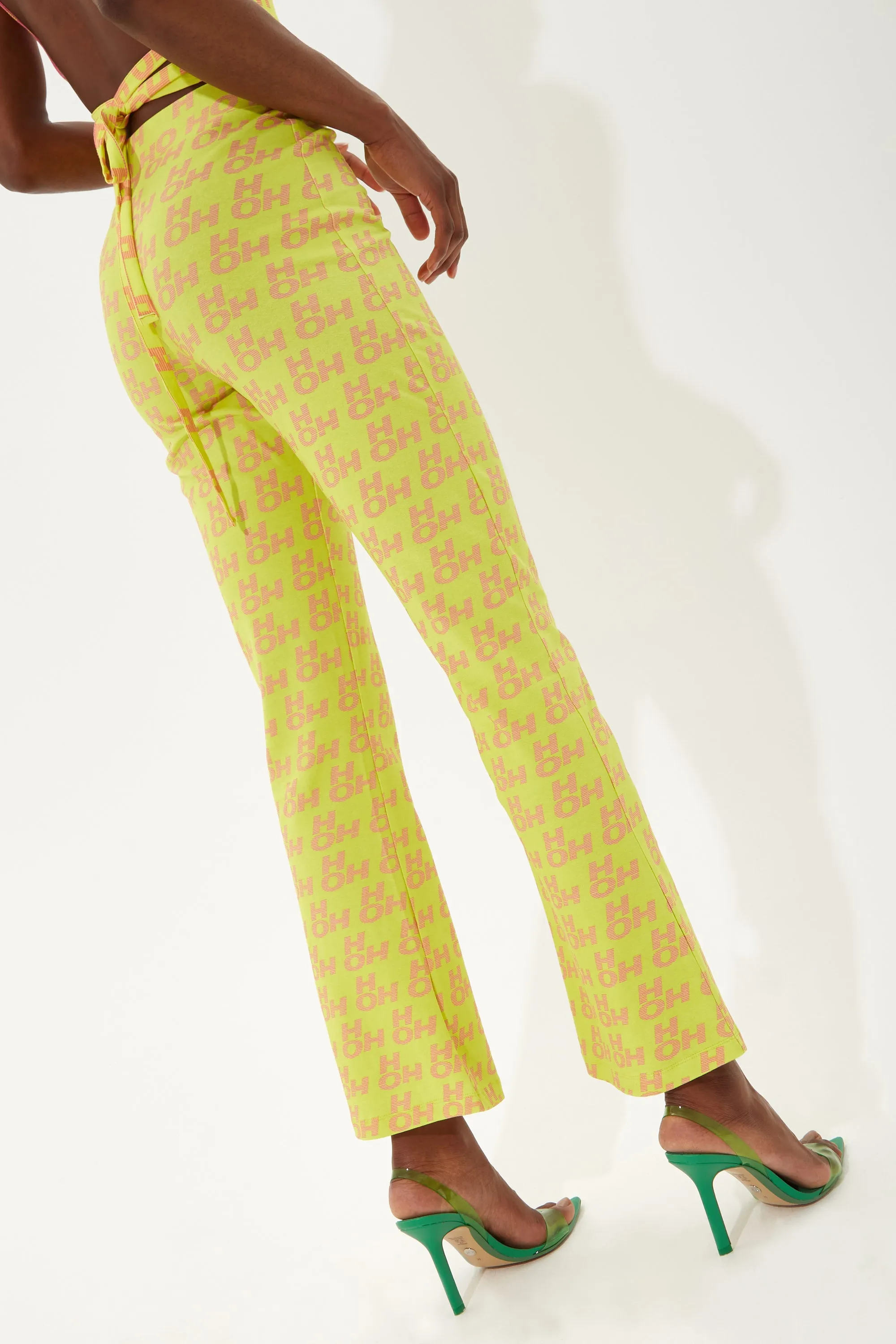 House Of Holland Printed Jersey Trousers In Yellow