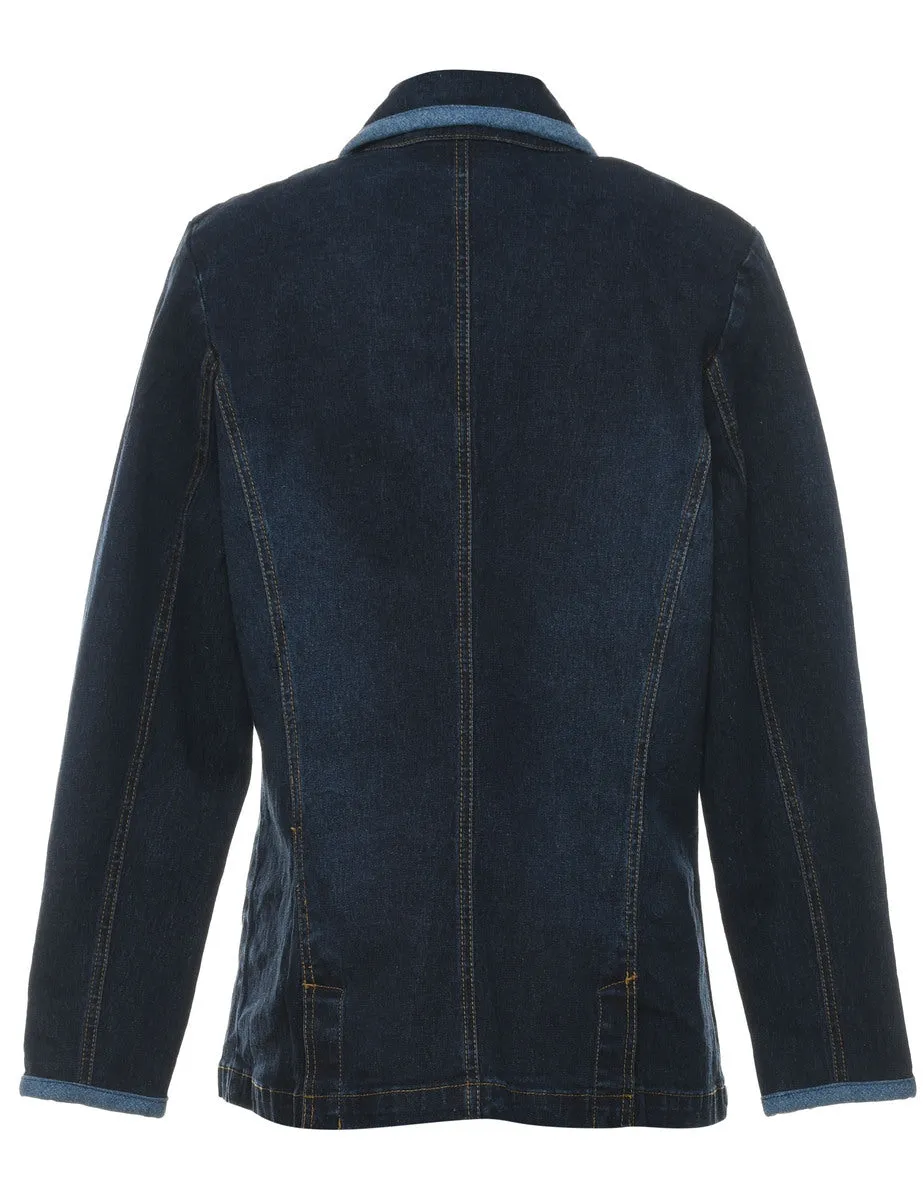 Indigo Button-Front Denim Jacket - M