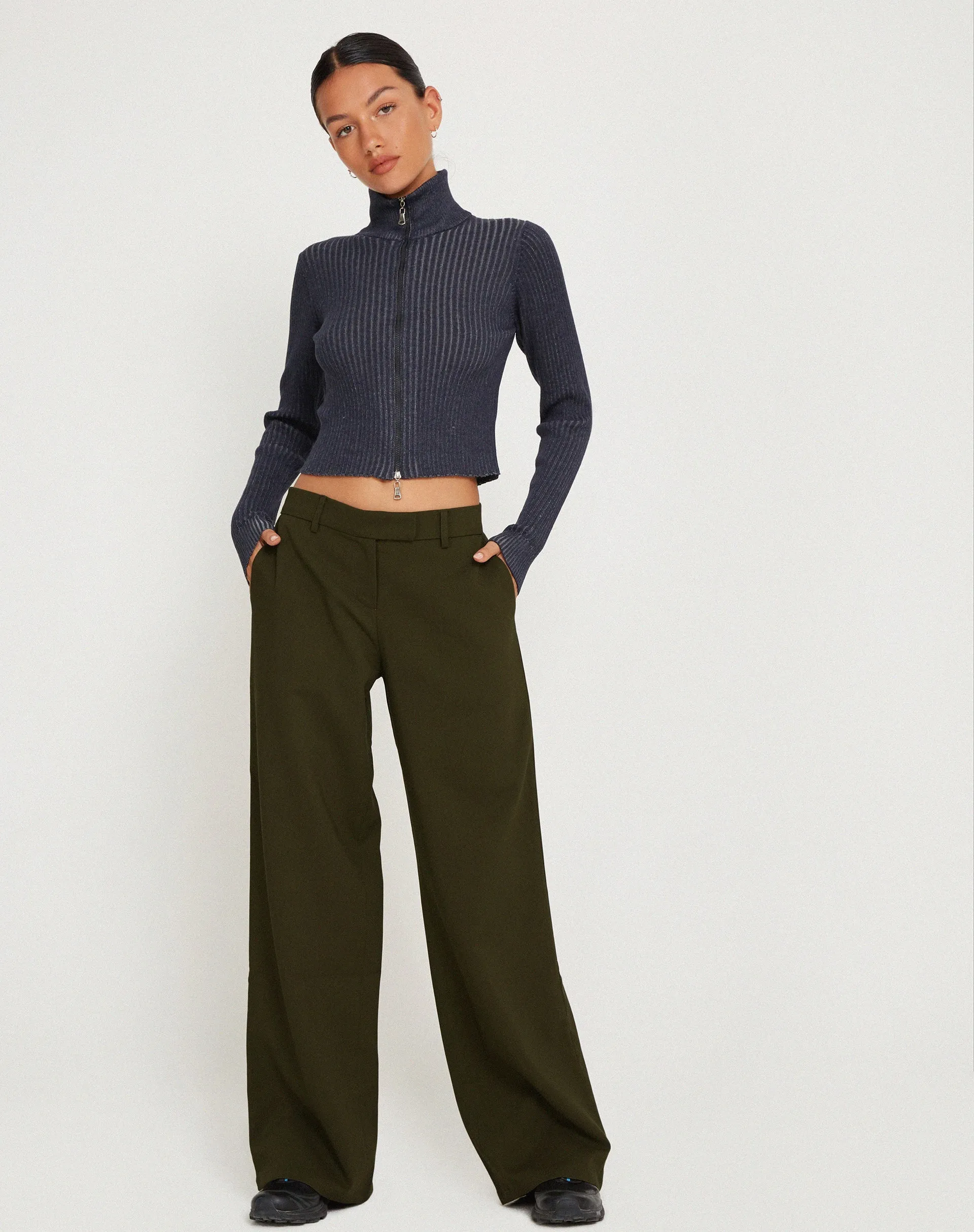 Jabba Wide Leg Trouser in Dark Khaki