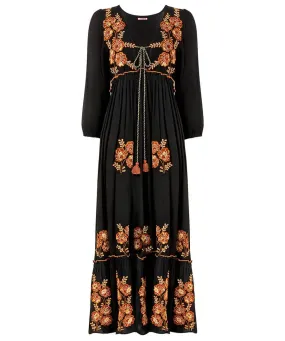 Joe Browns 14 Black Sensational Embroidered Boho Dress