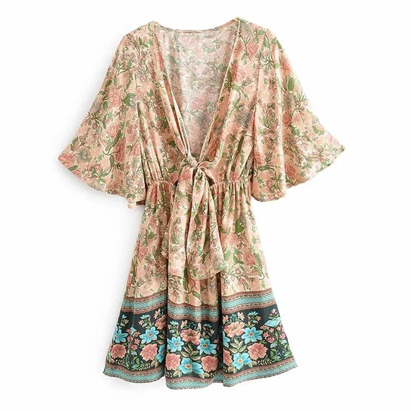 JuliaFashion - 2024 women elegant Cut Out Bohemian Mini Dress