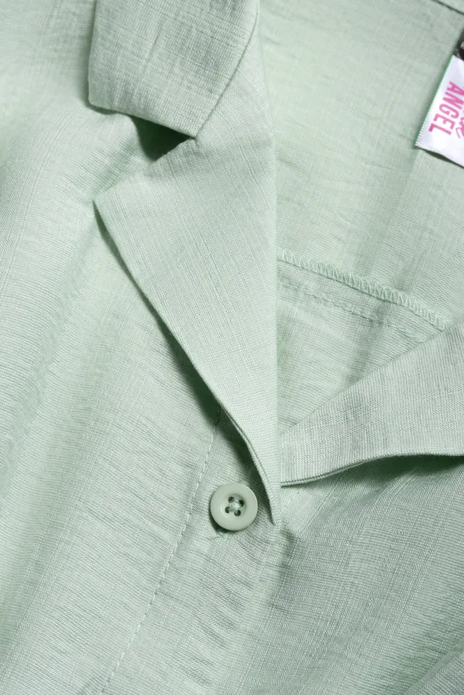 Knot Hem Woven Shirt Misty Jade