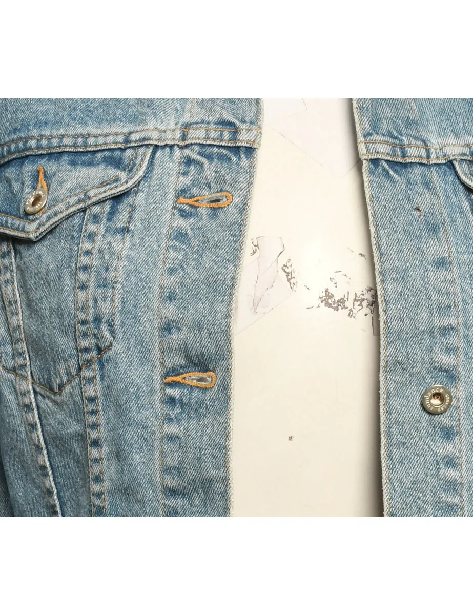 Light Wash Button Front Denim Jacket - M