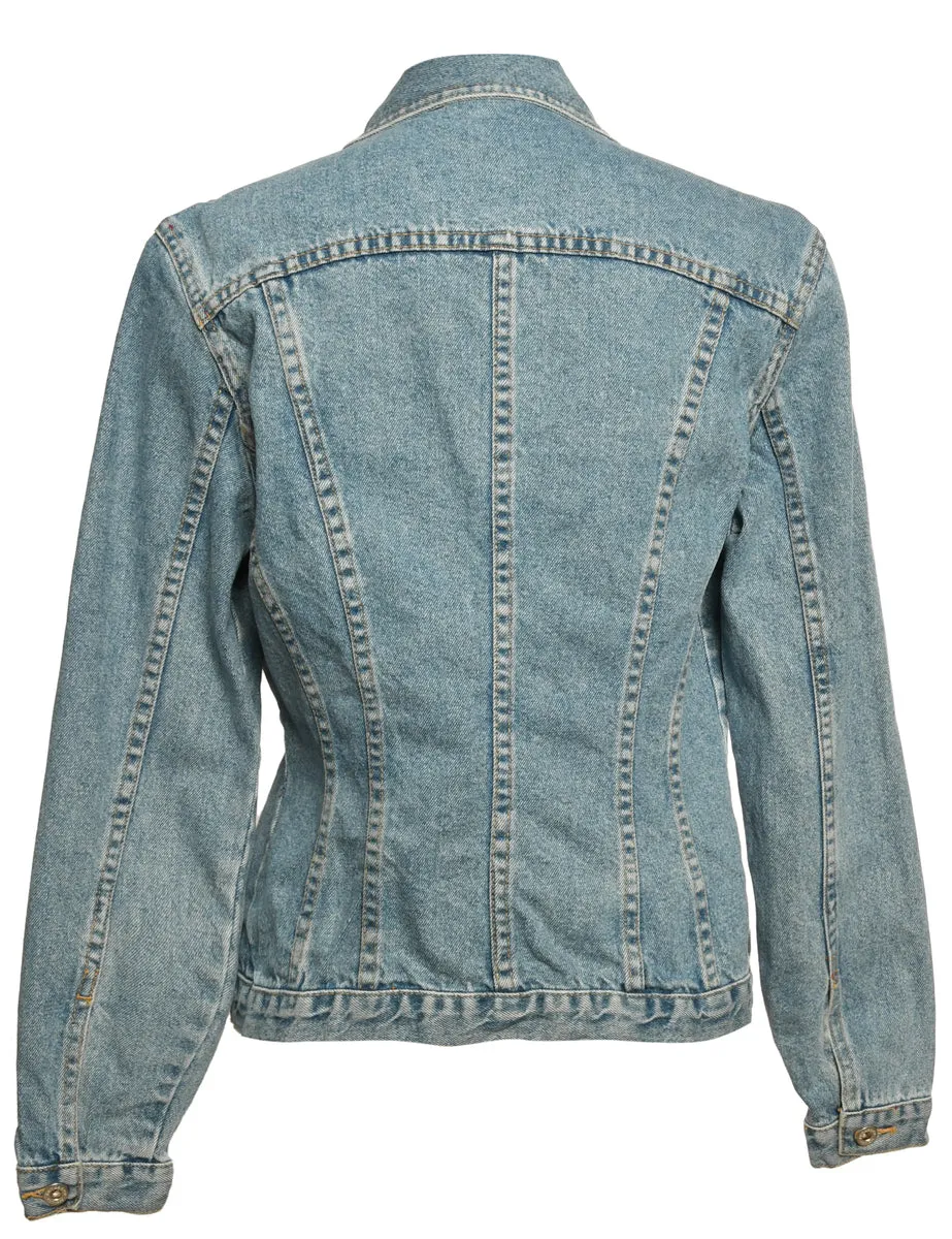 Light Wash Button Front Denim Jacket - M