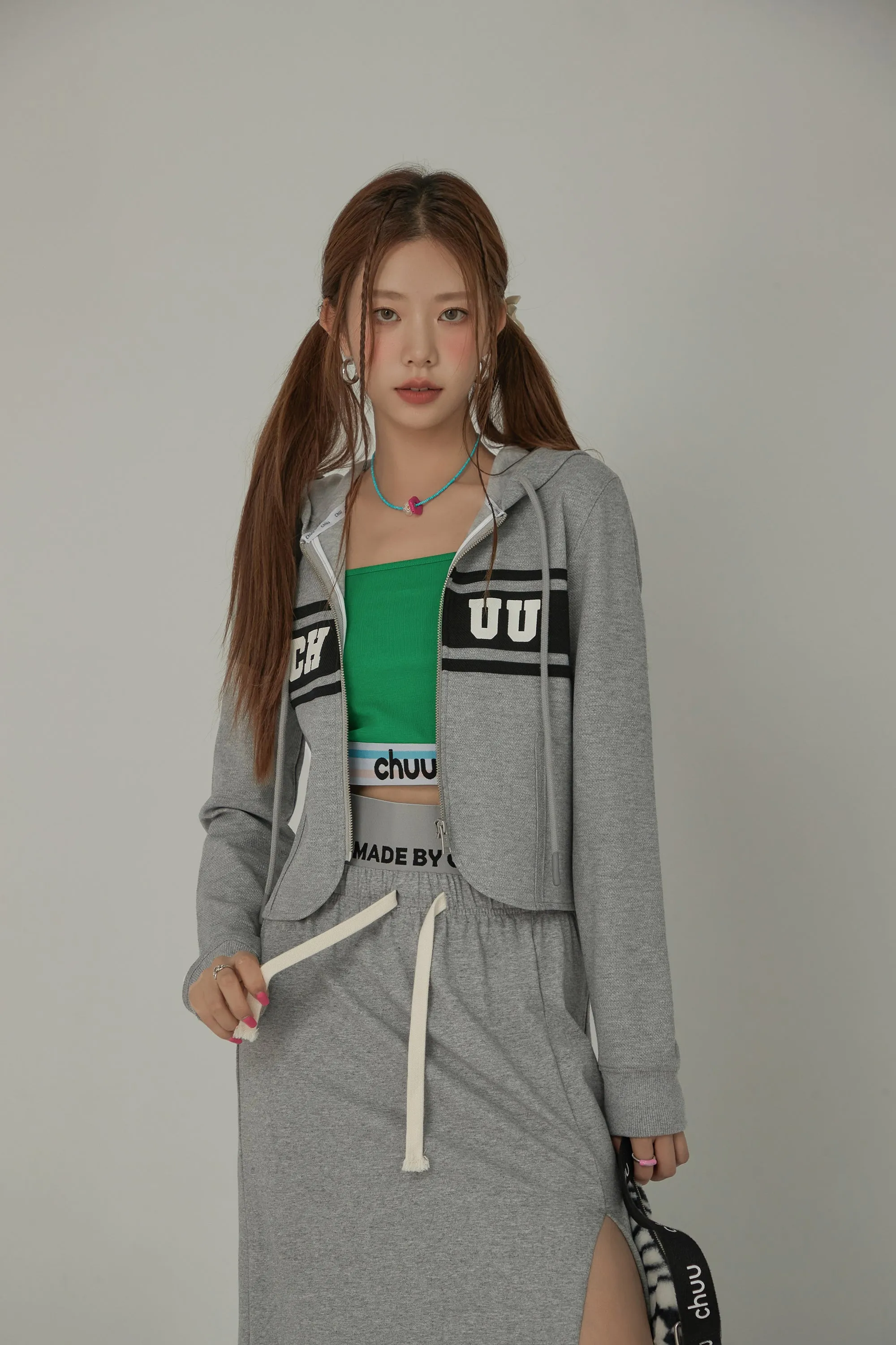 Logo Sporty Color Contrast Hooded Zip-Up