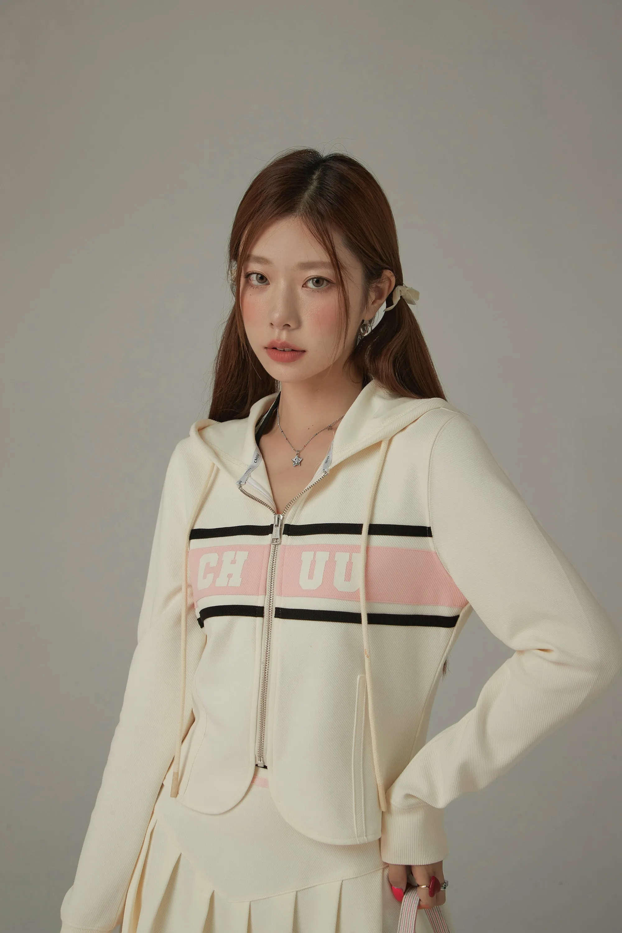 Logo Sporty Color Contrast Hooded Zip-Up