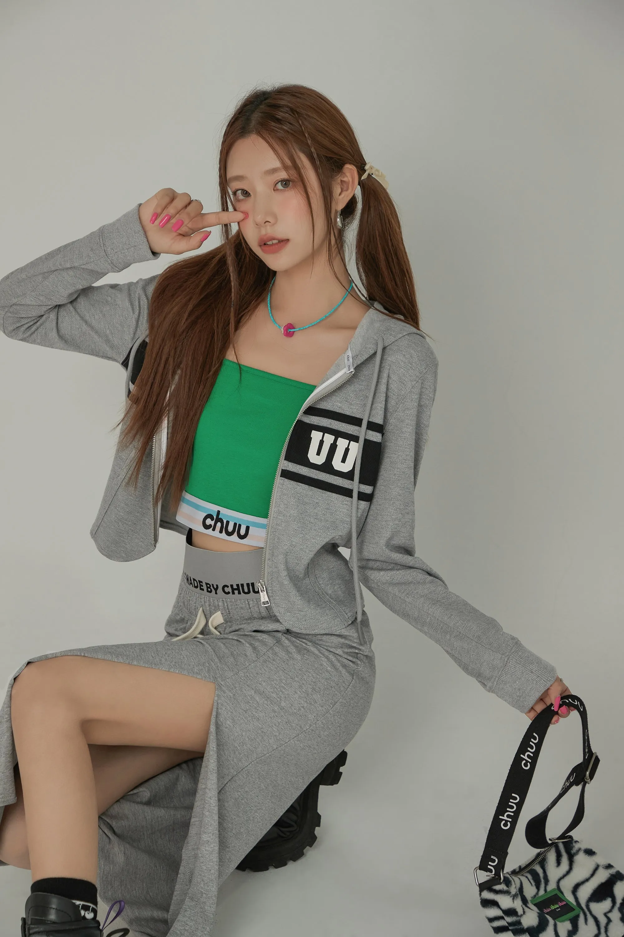 Logo Sporty Color Contrast Hooded Zip-Up