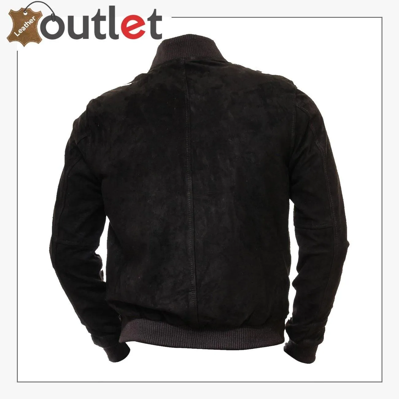 Men Black Suede Bomber Jacket