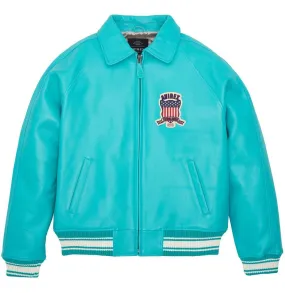 Mens Avirex Icon Turquoise Leather Jacket