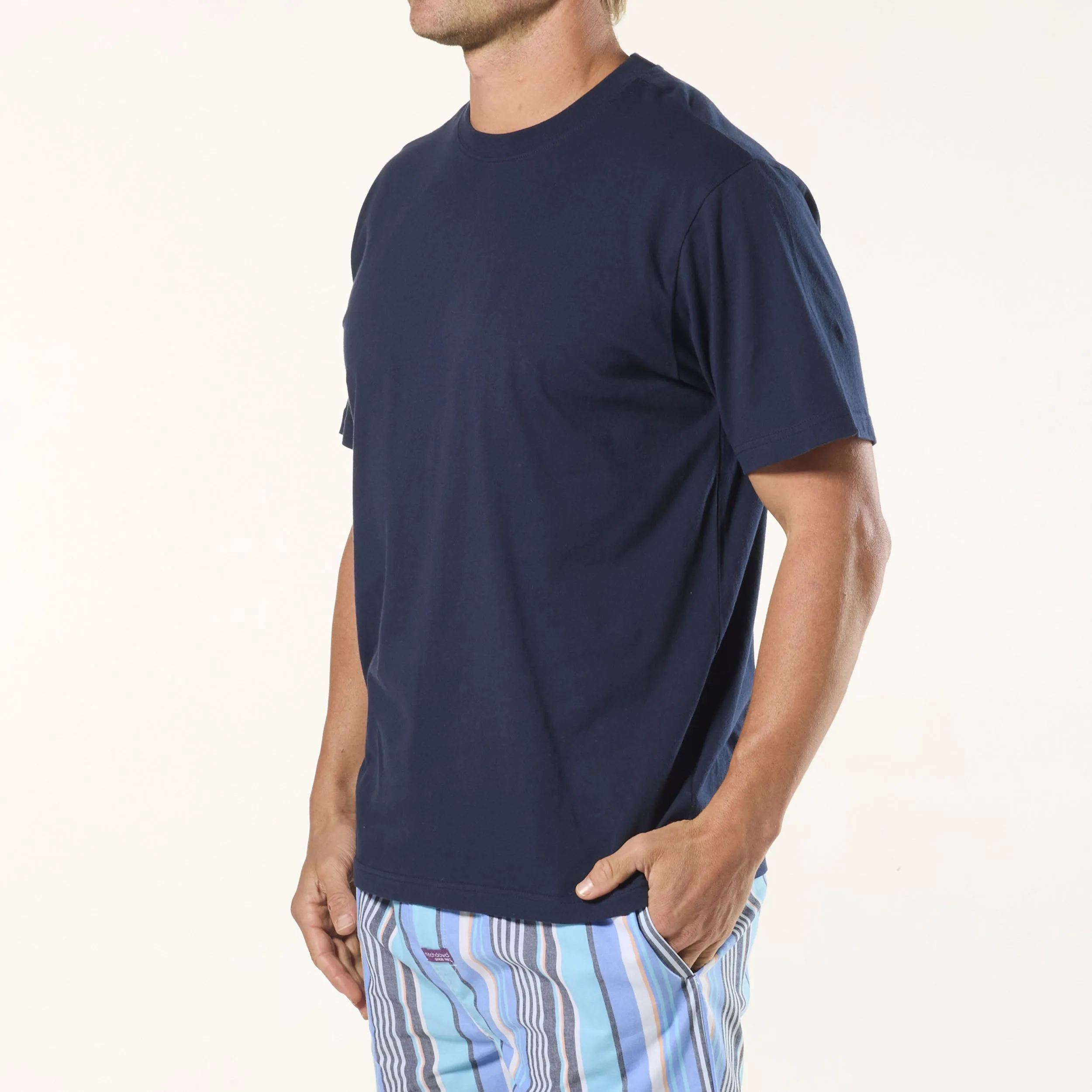 Men's Cotton Crew Neck Tee 2 Pack - Blue & Navy