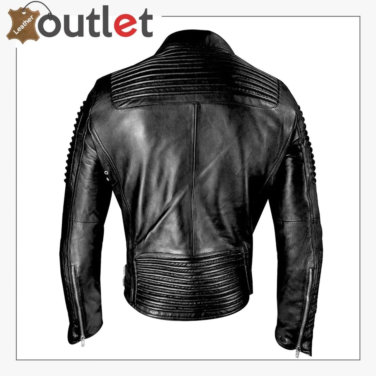 Mens Funky Motorcycle Studded Punk Retro Rider Leather Jacket