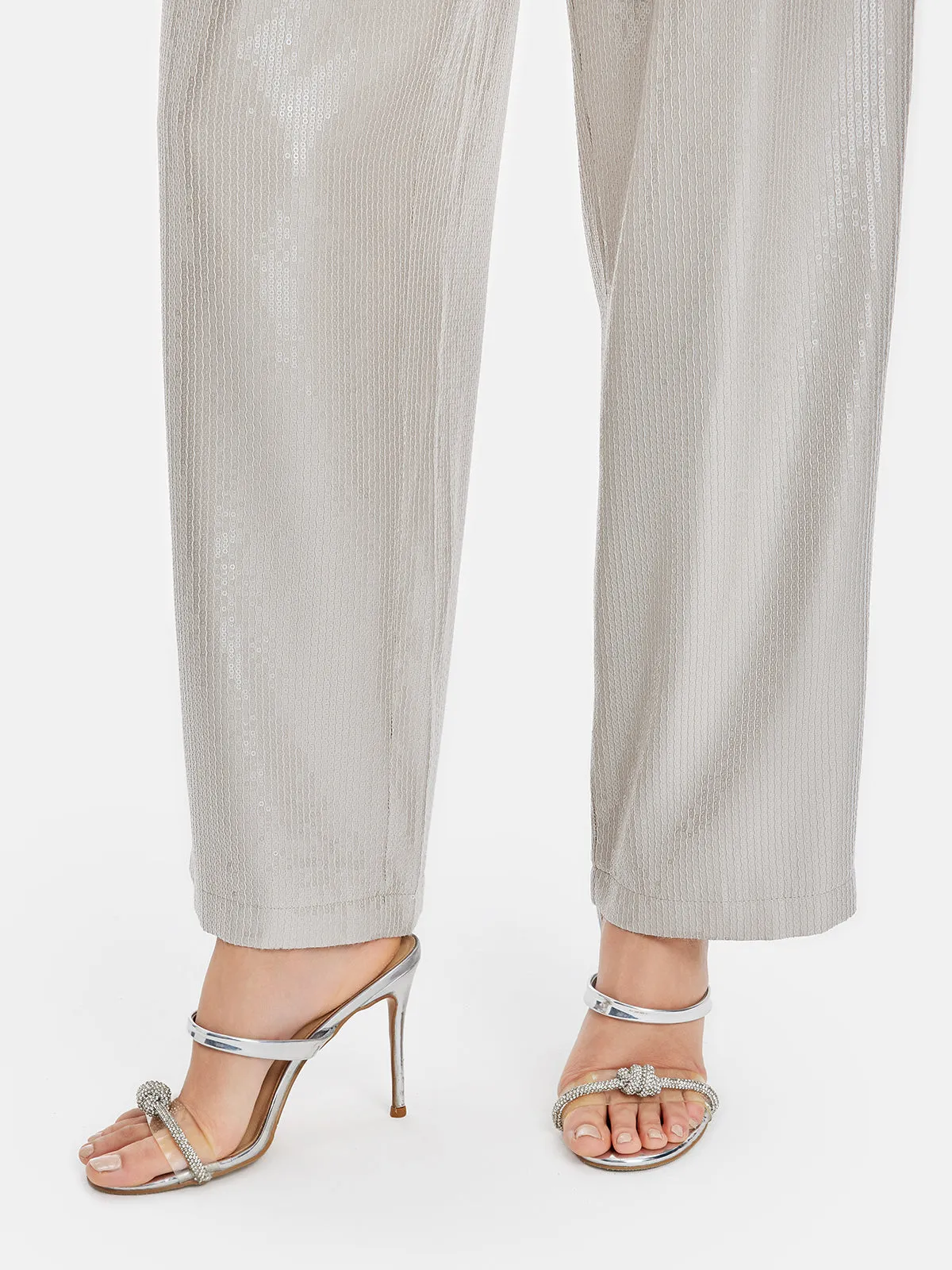 Minimalist Sequin Wide-Leg Trousers