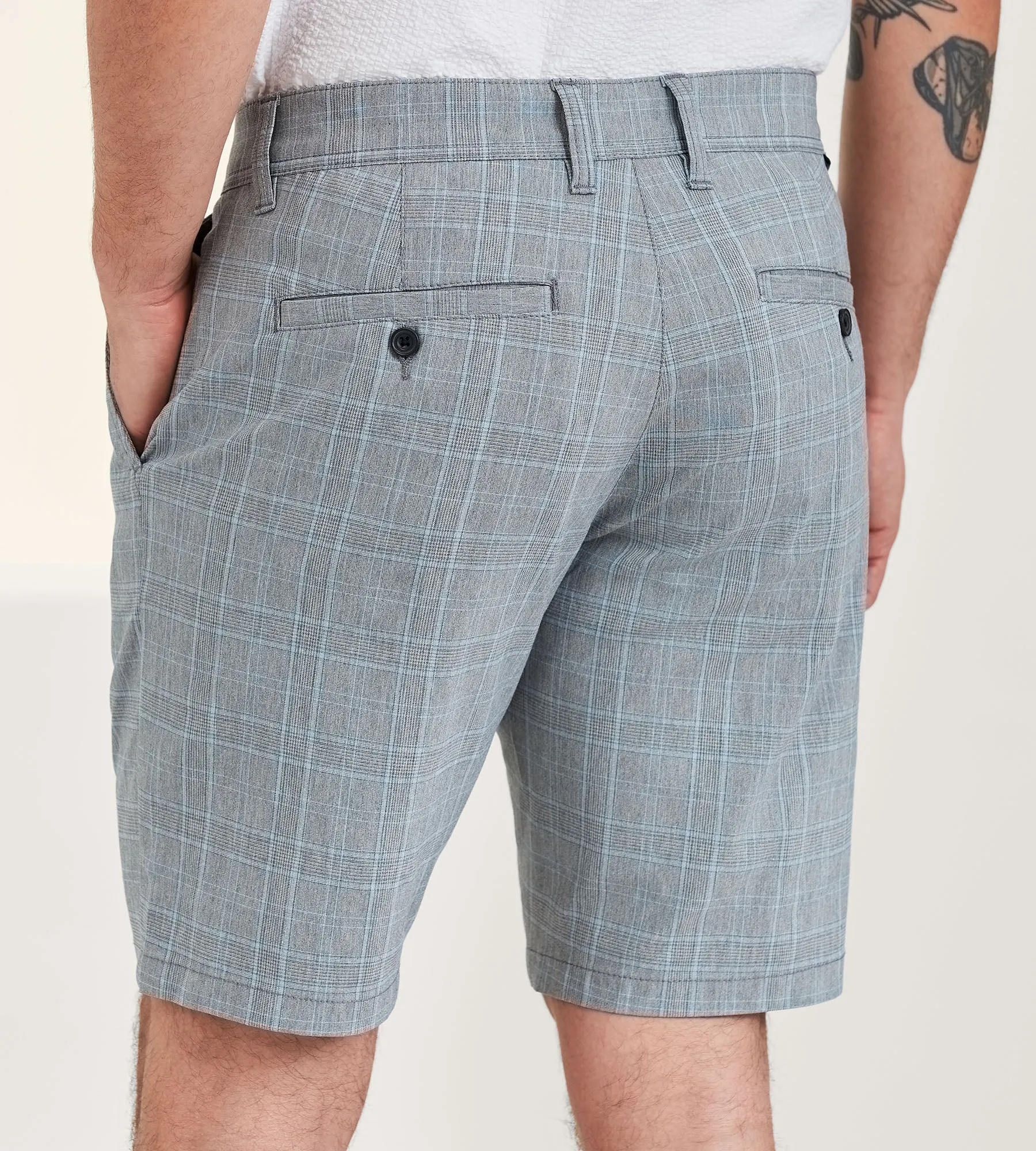 Modern Fit Plaid Chino Shorts