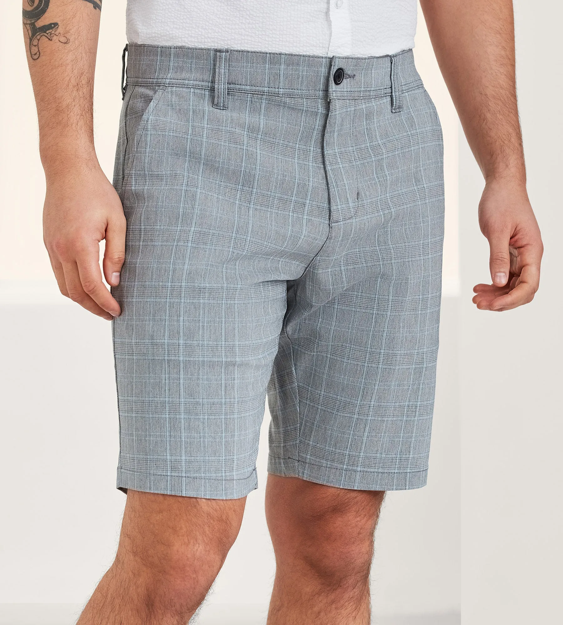 Modern Fit Plaid Chino Shorts