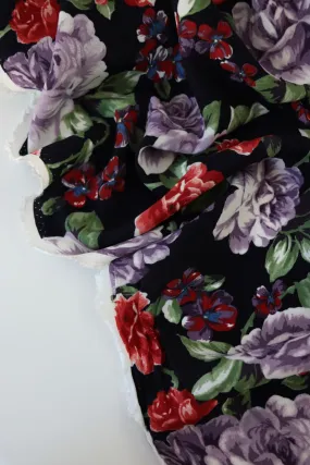 Monica Floral on Black Viscose Satin