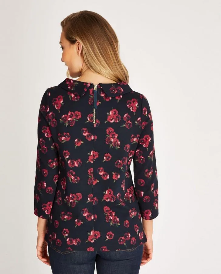 Navy Floral Print Bardot