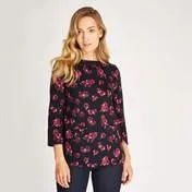 Navy Floral Print Bardot