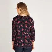 Navy Floral Print Bardot