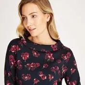 Navy Floral Print Bardot