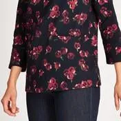 Navy Floral Print Bardot