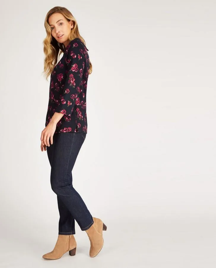 Navy Floral Print Bardot