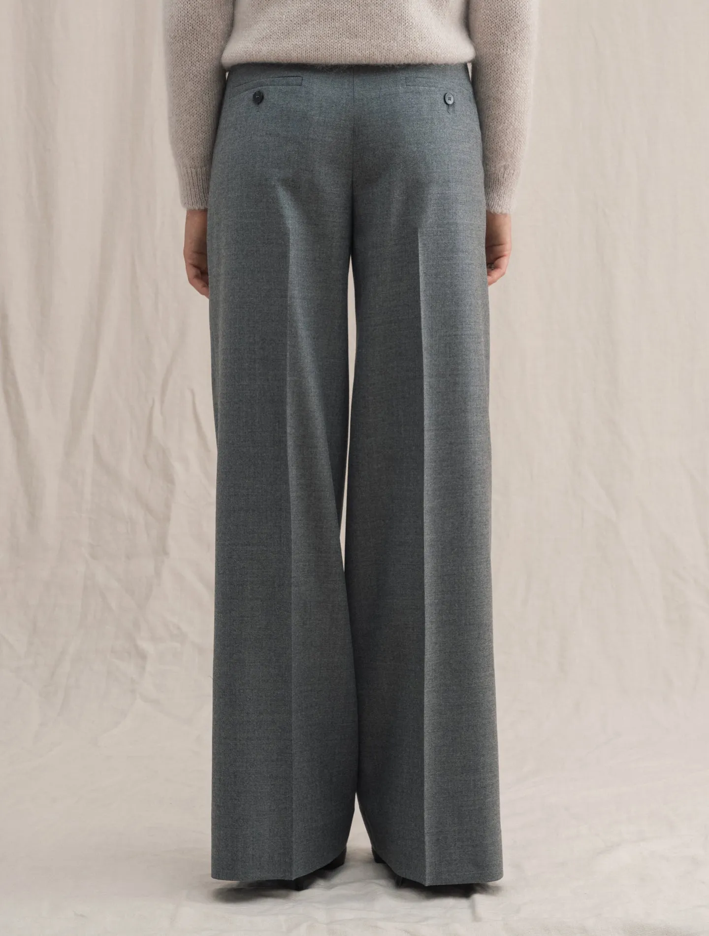 Neera Wide Wool Trousers Grey