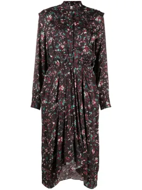 OKLEY FLORAL MIDI-PRINT DRESS BLK