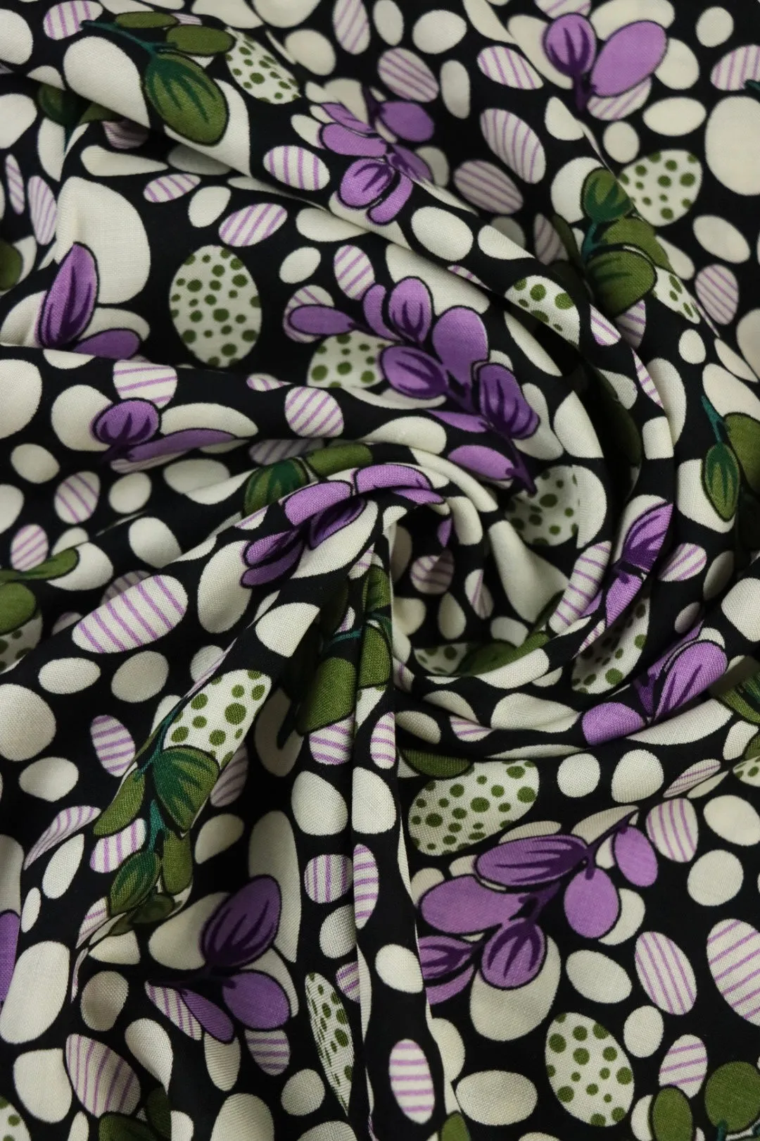 Olive Vines Rayon Challis